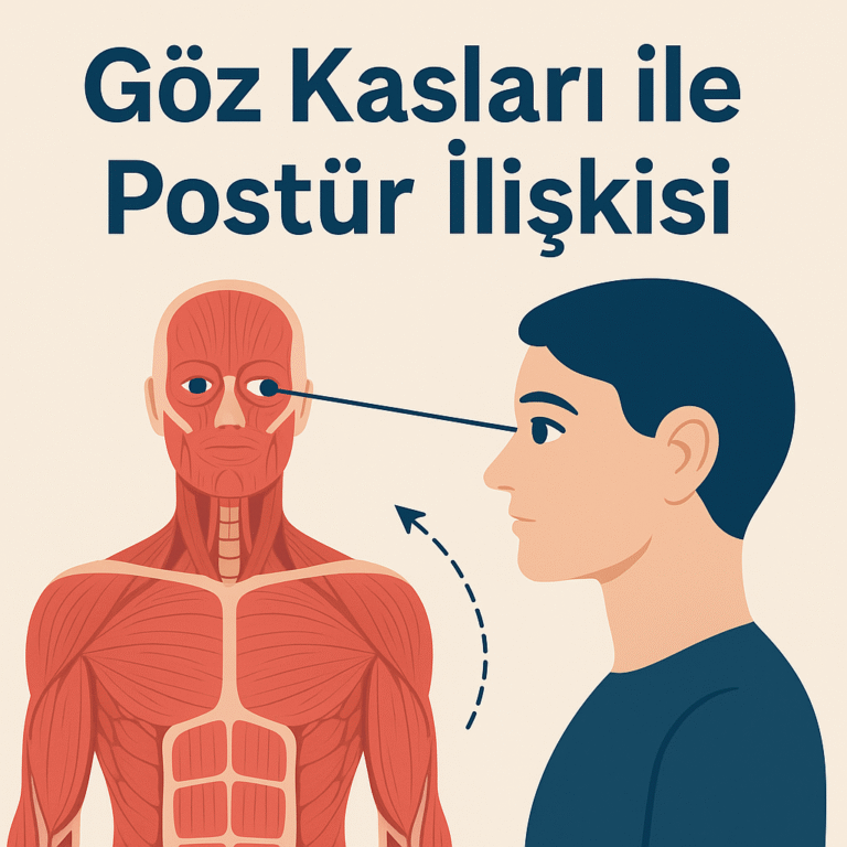Göz kasları ile postür ilişkisi – göz hareketlerinin baş ve omurga hizalanmasına etkisini gösteren açıklayıcı kapak görseli