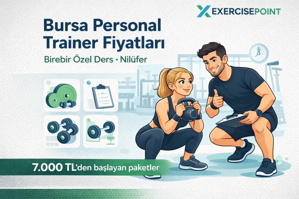Bursa Nilüfer personal trainer birebir özel ders fiyatları 2026 vektörel blog görseli